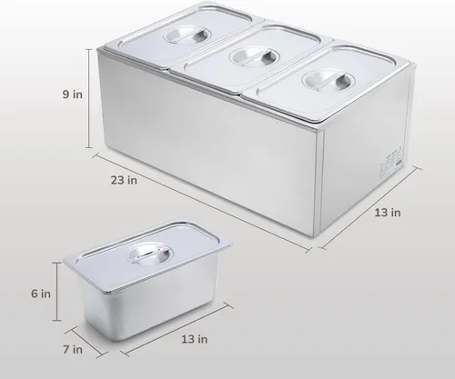 Miniatura 7 de SYBO - Calentador de alimentos de grado comercial de acero inoxidable Bain Marie, fácil de limpiar, mesa de vapor para buffet, catering