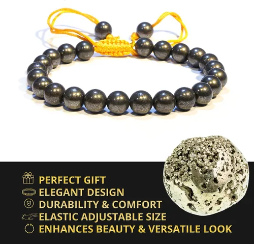 Miniatura 54 de Adjustable Crystal Bracelet – Gemstone Bead Bracelet with Adjustable Macrame String – Chic Gemstone Bracelet for Men and Women – 8mm Round Healing