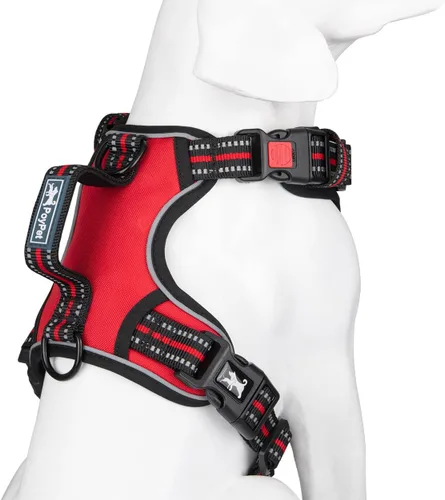 Miniatura 2 de PoyPet - Arnés para perro sin tirones, pechera reflectante con clip frontal, chaleco para mascotas sin estrangulamiento con asa vertical acolchada