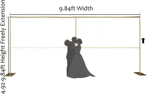 Miniatura 5 de Soporte de fondo profesional de 20 pies, soporte de fondo portátil dorado, soporte de altura ajustable para fondo de fotografía de eventos, fiestas