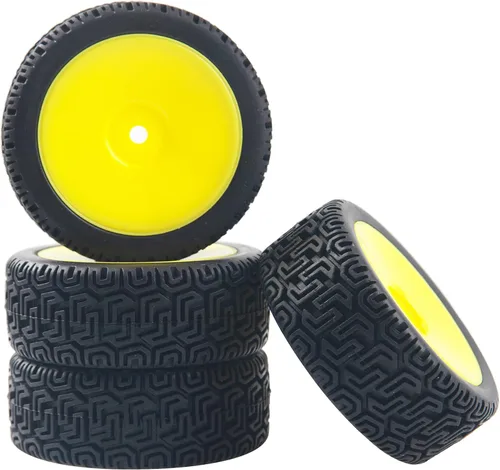 Miniatura 7 de Llantas hexagonales RC de 0.472 in y neumáticos de goma compatibles con HSP Tamiya HPI Kyosho 1/10 On-Road Touring Car WLtoys 1/14 144001 Traxxas