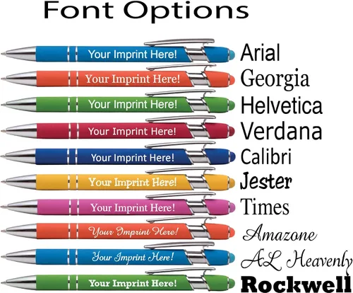 Miniatura 7 de ExpressDesigns™ - Bolígrafos personalizados premium con lápiz óptico Ráfaga de color Bolígrafos personalizados con nombre impreso de metal suave