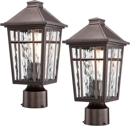 Miniatura 10 de Darkaway Luces de Poste para Exteriores Accesorio de Luz de Poste de Lámpara, Carcasa de Aluminio Impermeable con Vidrio de Efecto Ondas de Agua