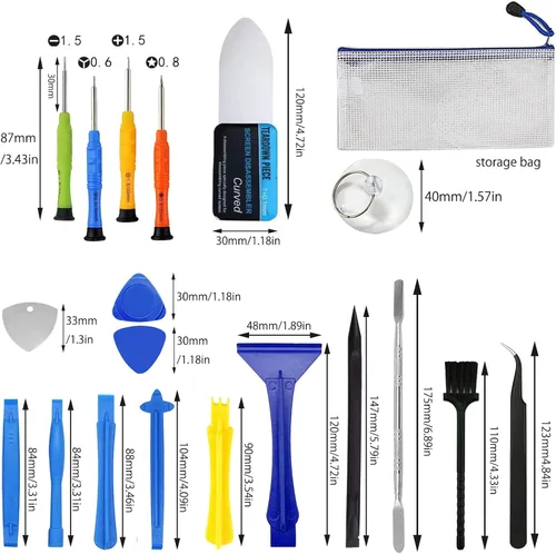 Miniatura 7 de Spudger Kit de herramientas, 23 piezas de reparación de teléfonos celulares, herramientas de palanca para electrónica, metal Spudger, herramienta