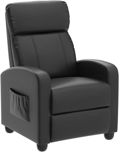 Miniatura 5 de POWERSTONE Silla reclinable de piel sintética con función de masaje, silla reclinable pequeña, sofá individual, silla de cine en casa con cojín más