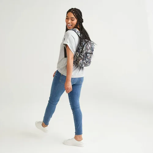 Miniatura 5 de Mochila pequeña de algodón para mujer, Medallón Tranquil - Algodón Reciclado