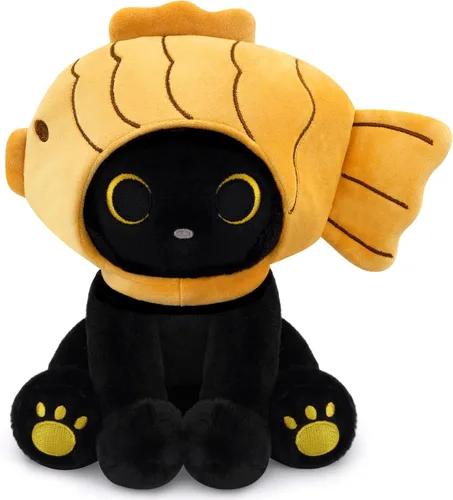 Miniatura 10 de Peluche de gato negro con manzana roja, regalo de agradecimiento para profesores, agradecimiento por ayudarme a crecer, bonito peluche de gato de 8