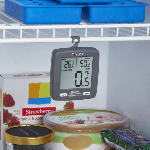 Miniatura 2 de Taylor Pantalla LCD Digital Cocina Refrigerador/Congelador Termómetro de Cocina Min/Max en exhibición, pantalla de 2 pulgadas, gris, 1 unidad
