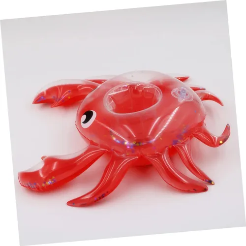 Miniatura 5 de 5 unidades inflables de cangrejo flotadores divertidos para bebidas de piscina, lindos dibujos animados para niños y niñas, fácil de inflar