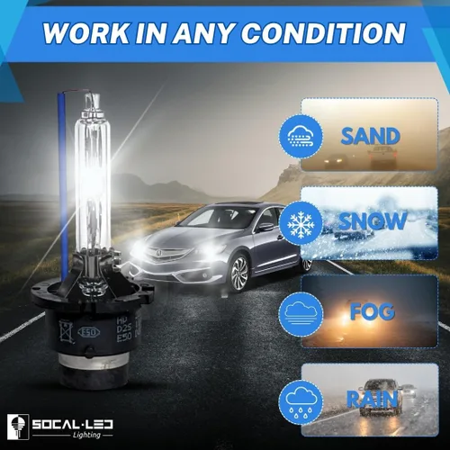 Miniatura 5 de SOCAL-LED LIGHTING Bombillas HID de xenón D2S 35W para faros delanteros, 10000 K, azul profundo, 66040 66240 85122, repuesto directo de haz alto
