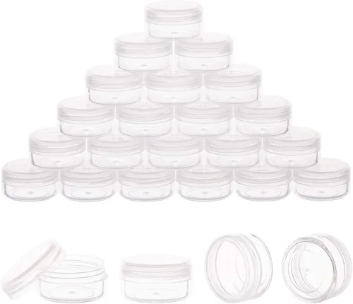 Miniatura 7 de Contenedores de muestra de 0.11 onzas con tapas, paquete de 25 mini recipientes para cosméticos, tarros de muestra negros sin BPA para maquillaje