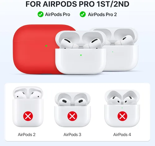 Miniatura 2 de Miracase Funda diseñada para Airpods Pro 2ª con kit de limpieza, fundas suaves para Airpod Pro 2 (2023/2022), funda de silicona líquida visible LED