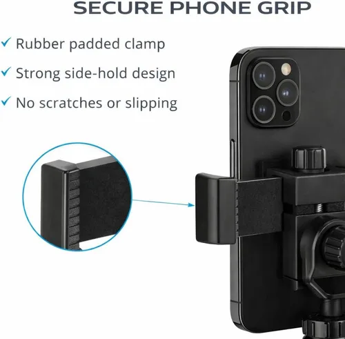 Miniatura 6 de Acuvar Trípode de teléfono de 50 pulgadas con soporte giratorio, filmación vertical y horizontal para iPhone y Android, trípode ligero de aluminio