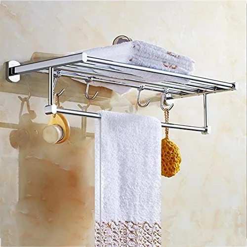 Miniatura 2 de Toallero sin taladrar Toallero de montaje en pared con gancho autoadhesivo cobre plateado para baño-13.780 in