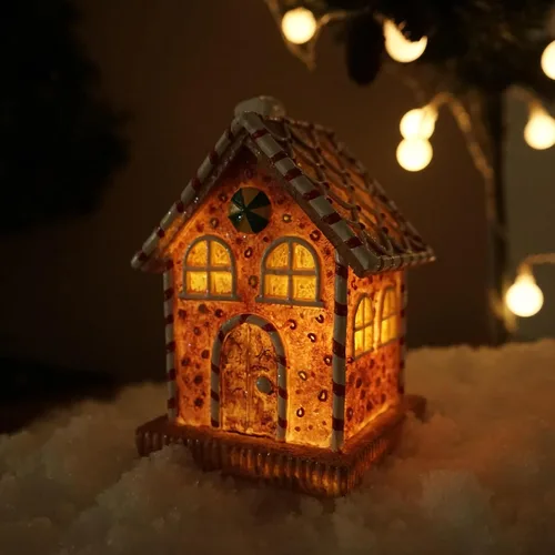 Miniatura 7 de Adornos de figura abstracta de la casa de campo de jengibre sintético, resina luminiscente moderna para el hogar, sala de estar, estantería