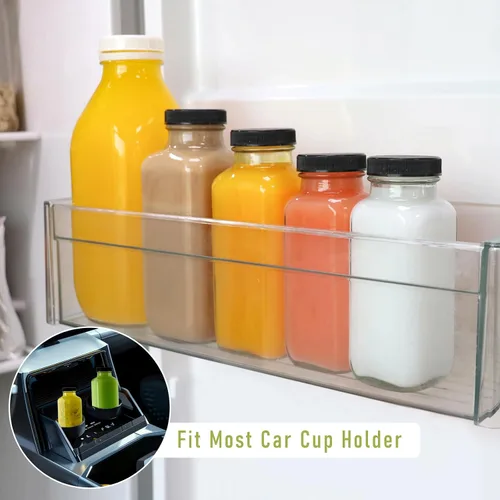 Miniatura 4 de Botellas de vidrio para jugo de 8 onzas con tapas, paquete de 6, botella de agua reutilizable, botellas de jugo para batidos, leche, almacenamiento