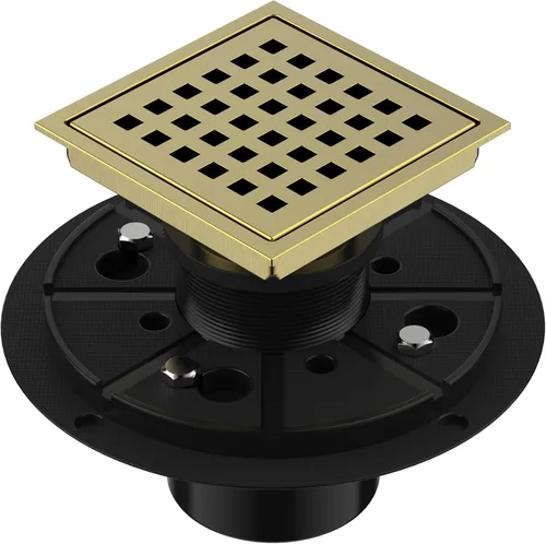 Miniatura 14 de EXF Drenaje de ducha cuadrado de 6 pulgadas con base de brida ABS, drenaje de piso de acero inoxidable 304 negro mate, rejilla extraíble y colador