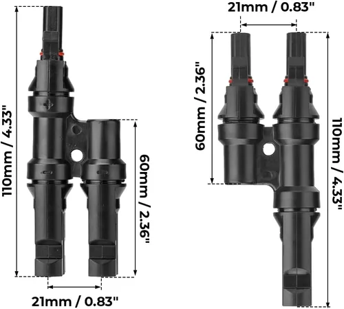 Miniatura 5 de BougeRV Conector Y de rama solar para conexión paralela entre paneles solares FMM+MFF (1 par)