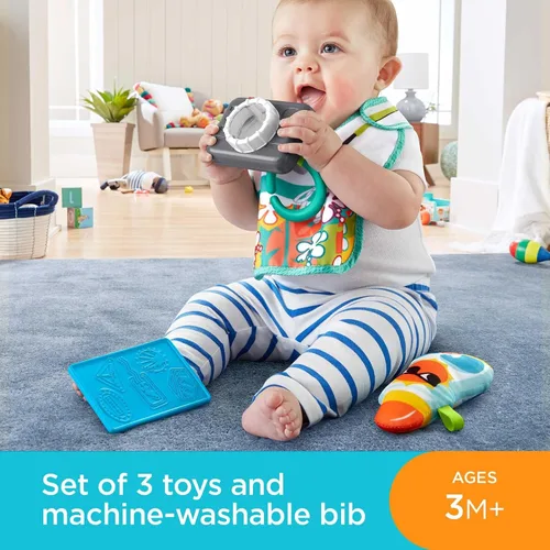 Miniatura 2 de Fisher-Price Juego de regalo para bebé con 4 juguetes con temática de viaje para jugar fuera de casa, Fisher-Price Tiny Tourist