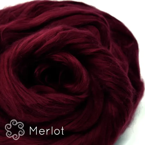 Miniatura 3 de Fibra de algodón para hilar, mezclar, fieltro y arte de fibra. Suave peinado vegano Top Roving. Merlot