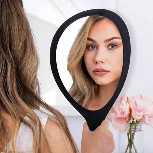 Miniatura 6 de Zadro Espejo de mano grande con asa, espejos de salón para estilistas, espejo de mano grande para maquillaje, para colgar en la pared