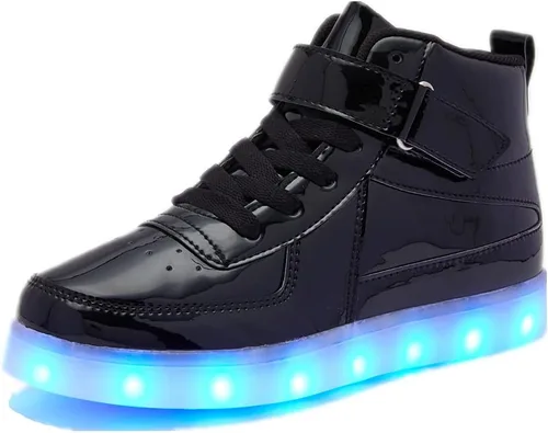 Zapatos con luz LED para niños, carga USB, luz intermitente, zapatos deportivos de caña alta para niños y niñas, unisex