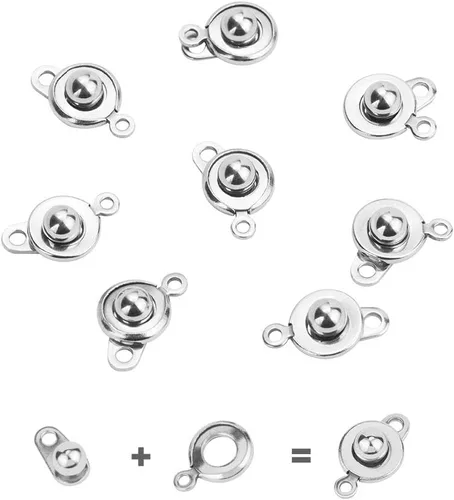 Miniatura 9 de PH PandaHall 20 juegos de 2 colores con cierre de botón a presión, cierre de bola y broche de presión para collares, pulseras, joyería