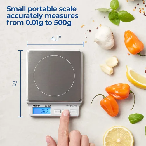 Miniatura 3 de American Weigh Scales Serie SC Balanza de Peso Digital de Precisión para Cocina, Balanza de Medición de Alimentos, 2kg x 0.1g (Plata), AMW-SC-2KG