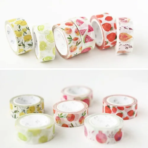 Miniatura 6 de YUBBAEX Juego de 6 rollos de cinta adhesiva washi para plantas, frutas y flores, cinta adhesiva decorativa para artes, manualidades, suministros