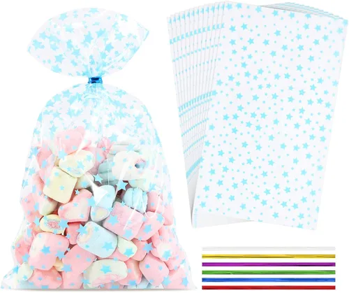 Miniatura 21 de 100 bolsas de celofán, bolsas de celofán transparente de 4 x 6 pulgadas, 100 lazos dorados, para galletas, chocolate, panadería, recuerdos