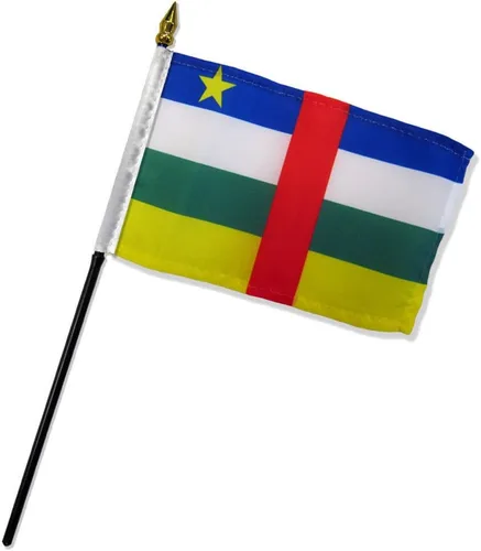 AES Bandera de la República Centroafricana de 4 x 6 pulgadas, color vívido y decoloración UV, mejor cabecera de lona resistente al jardín y bandera