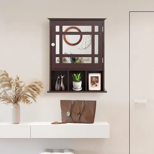 Miniatura 2 de GLACER Botiquín de baño con espejo, estante ajustable y compartimentos abiertos, armario con espejo montado en la pared, 20 x 6 x 24 pulgadas