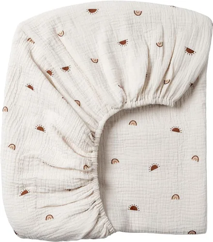 Miniatura 10 de Meracorallo Sábana bajera ajustable de muselina para cuna, suave y transpirable, para colchones estándar para cuna y niños pequeños (niebla)