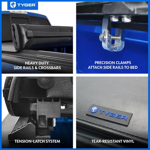 Miniatura 3 de Tyger Auto T1 - Cubierta tonneau suave enrollable para caja de camioneta compatible con Nissan Frontier 2022-2026 Caja de 6 pies (73 pulgadas)