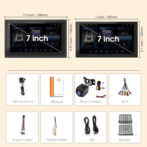Miniatura 9 de Haudio Estéreo de coche de doble DIN, pantalla táctil HD de 7 pulgadas con Apple Carplay inalámbrico y Android Auto, Mirror Link, Bluetooth 5.4