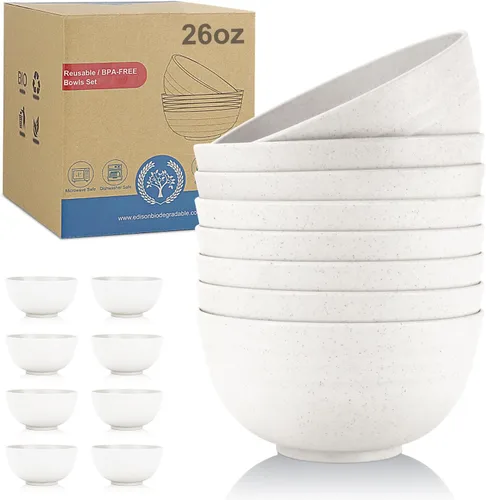 Miniatura 21 de Wrova Juego de 8 cuencos de paja de trigo para postre de 10 onzas, cuencos irrompibles para niños, mini cuencos para helado, aperitivos y frutas