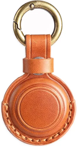 Miniatura 10 de Llavero de Cuero Genuino Compatible con Airtag, Soporte Seguro para Llavero de Air Tag Funda de Cubierta Anillo de Llavero Accesorios - Rosa V2.0