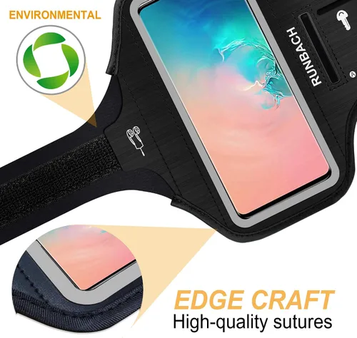 Miniatura 8 de Brazalete para Samsung Galaxy S26+/S25+/S24+/S23+/S22+/S20+/S10+/S9+/S8+, bolsa de gimnasio con soporte para llaves y ranura para tarjeta (negro)