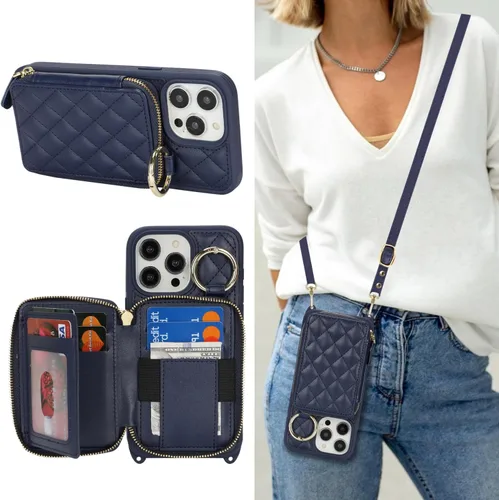 Miniatura 10 de Funda Cartera Bandolera para iPhone 11, Cuero PU Cremallera Bolso Cartera Funda Plegable con Tapa, Funda Folio con Soporte con Ranuras para Tarjetas