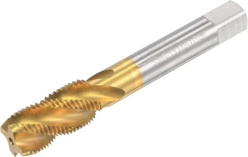 Miniatura 12 de uxcell Grifo de roscado de flauta en espiral M12 x 1.25, métrico HSS (acero de alta velocidad) chapado en titanio, roscado de rosca de máquina, 4
