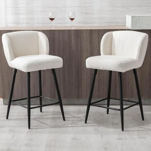 Miniatura 3 de RIVOVA Taburetes de bar de 26 pulgadas de altura de mostrador con respaldo, juego de 2 taburetes de bar modernos para encimera de cocina, taburetes