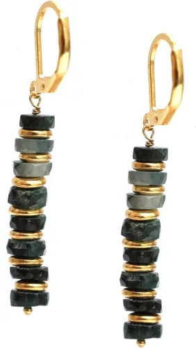 Miniatura 12 de Pendientes colgantes de cuentas naturales ligeros hechos a mano con cristales de joyería hipoalergénica sin manchas chapados en oro, joyería