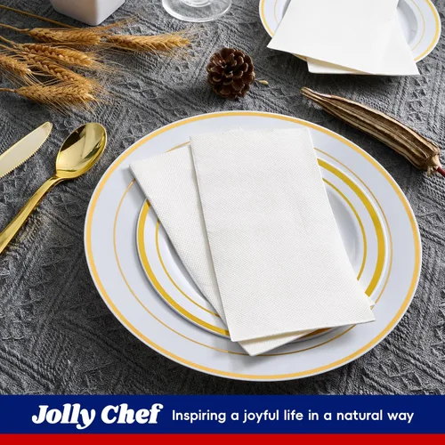 Miniatura 4 de JOLLY CHEF Paquete de 200 servilletas de papel desechables, servilletas de baño suaves para invitados, toallas de mano de papel blanco de 2 capas
