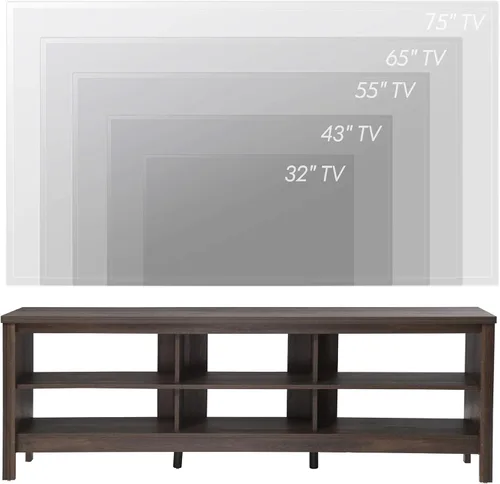 Miniatura 4 de WAMPAT Soporte de TV para TV de 75 pulgadas, centro de entretenimiento espresso para consola de TV de 70 pulgadas con 6 almacenamiento para sala