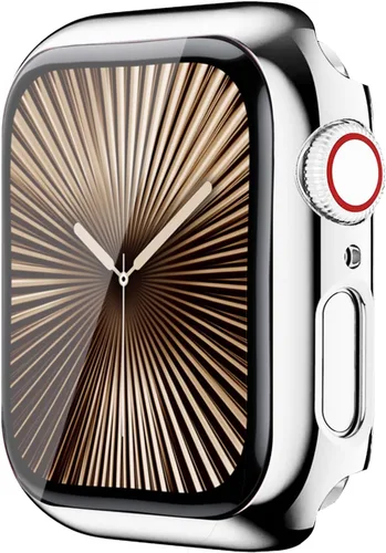 Miniatura 12 de Estuche duro mate para Apple Watch Series 7 8 9 41mm, protector de pantalla de vidrio templado, estuche con cobertura completa, amortiguador a Negro
