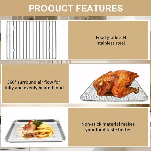Miniatura 4 de Accesorios de repuesto para horno tostador Gourmia GTF7655 GTF7350 GTF7460, 3 en 1 bandeja cesta rack kit para Gourmia Digital Tostador Horno