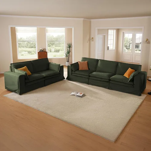 Miniatura 12 de Sofá modular lavable de gran tamaño de 89 pulgadas, sofá nube con funda totalmente extraíble, sofás seccionales para sala de estar, tela