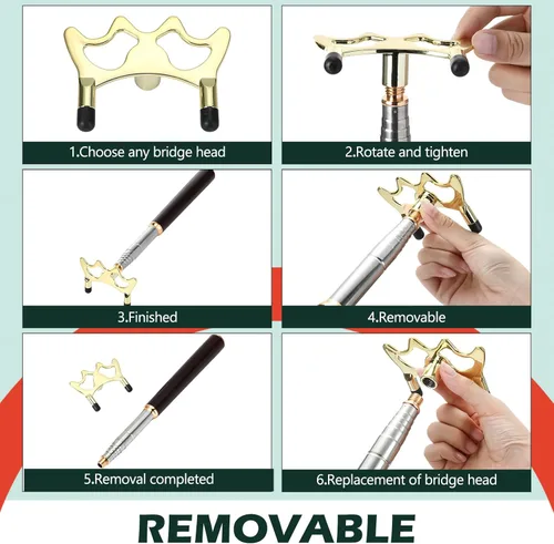 Miniatura 4 de Skylety Taco de billar para billar, accesorios de mesa de billar retráctil, soporte para taco de billar con cabezal de puente de latón extraíble