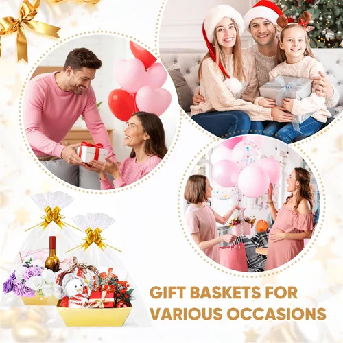 Miniatura 7 de Paquete de 10 cestas doradas vacías para regalos