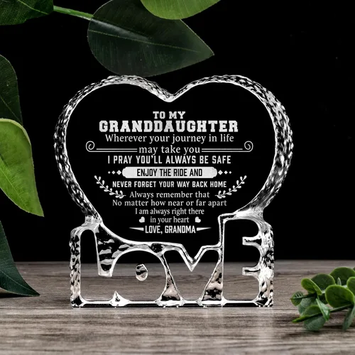 Miniatura 2 de Regalo de cristal de corazón grabado para nieta de la abuela, placa de cristal personalizada, aniversario, Navidad, regalo de cumpleaños para nieta